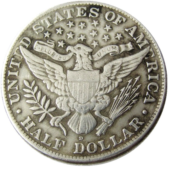 US 1907 P-S-O-D Barber Half Dollar Silver Plated Copy Coins