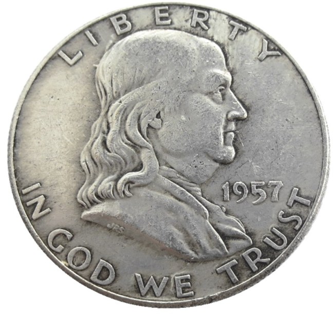 US 1957 PD Franklin Half Dollar Silver Plated Copy Coins