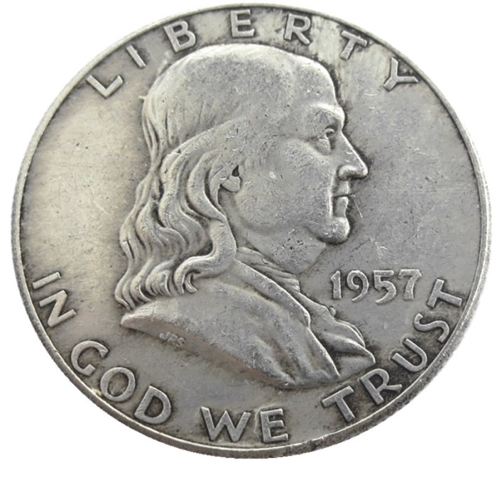 US 1957 PD Franklin Half Dollar Silver Plated Copy Coins