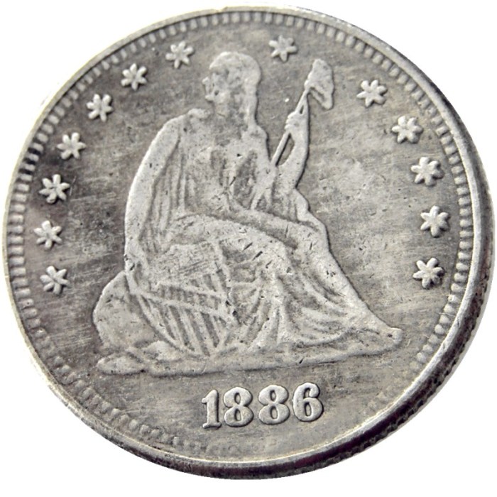 US 1886 SEATED LIBERTY QUARTER DOLLARS With Motto Silver Plated Coins COPY