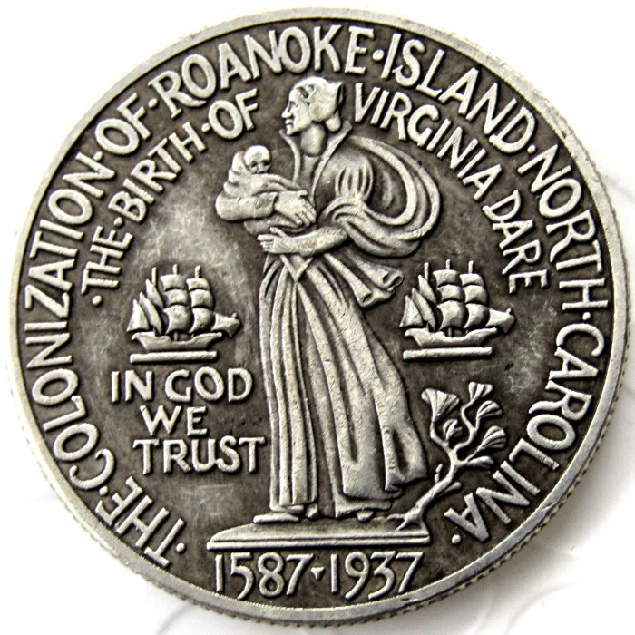 US 1937 Roanoke Commemorative Half Dollars Silver Plated Copy Coins