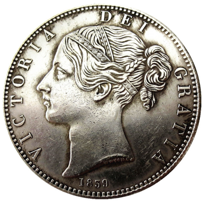 UK 1839 Queen Victoria Young Head Silver Crown Coin - Great Britain Copy Coin
