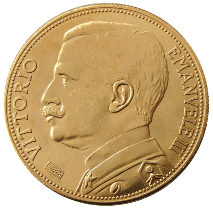 1927 Italy 100 Lire Gold Plated Copy Decorate Coin