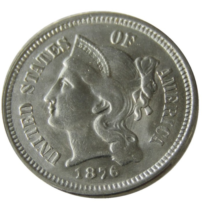 US 1876 Three Cents Nickel Copy Coin