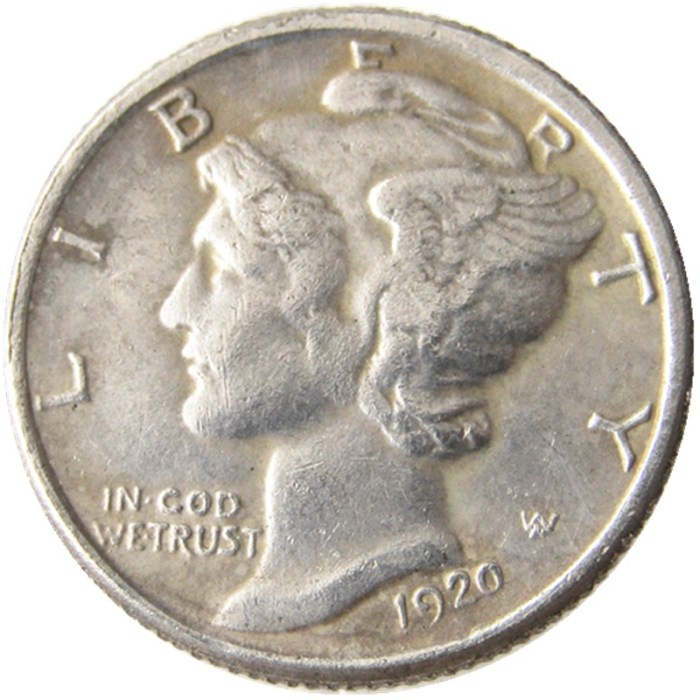 US 1920 P/S/D Mercury Dime Silver Plated Copy Coin