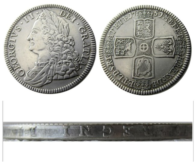 UK(17) UK GT BRIT. George II 1751 AR Crown Silver Plated Copy Coin