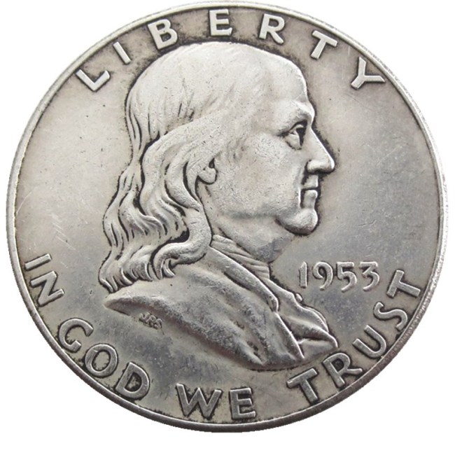 US 1953 PSD Franklin Half Dollar Silver Plated Copy Coins