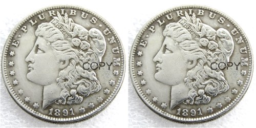 US 1891/1891 Morgan Dollar Two Faces Silver Plated Copy Coin