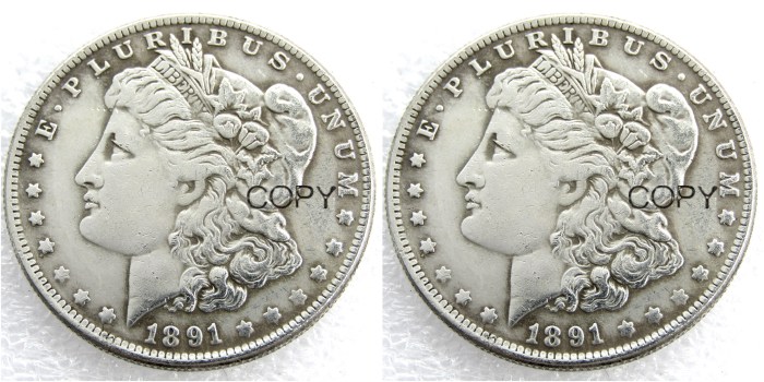 US 1891/1891 Morgan Dollar Two Faces Silver Plated Copy Coin