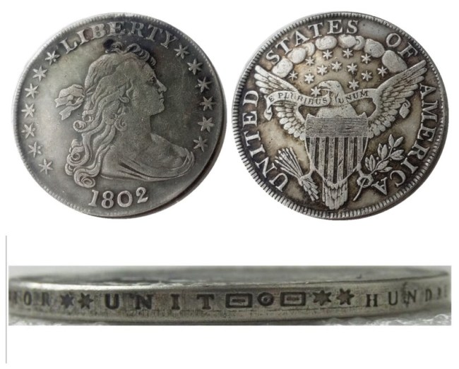 US 1802 Draped Bust Dollar Heraldic Eagle Silver Plated Copy Coins