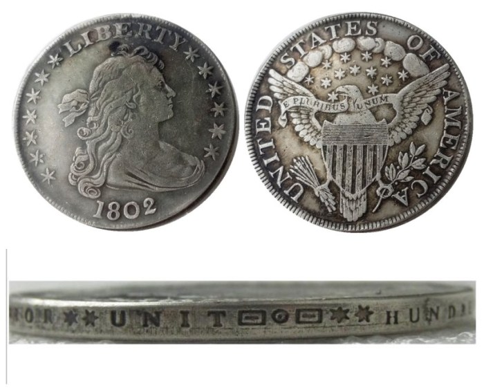 US 1802 Draped Bust Dollar Heraldic Eagle Silver Plated Copy Coins