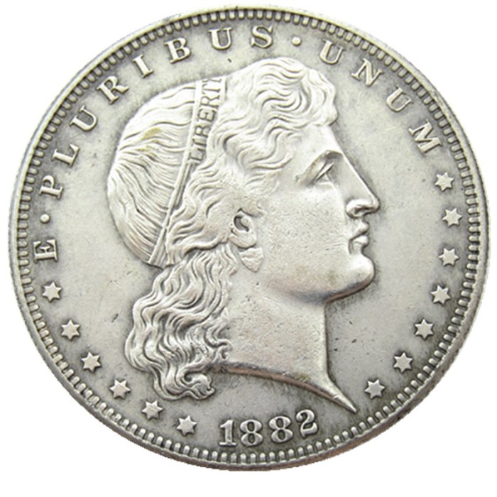 USA 1882 $1 Shield Earring Dollar Patterns Silver Plated Copy Coin
