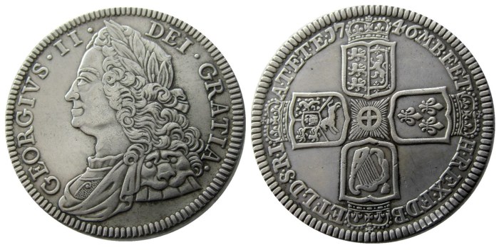 UK(15) UK GT BRIT. George II 1746 AR Crown Silver Plated Copy Coin