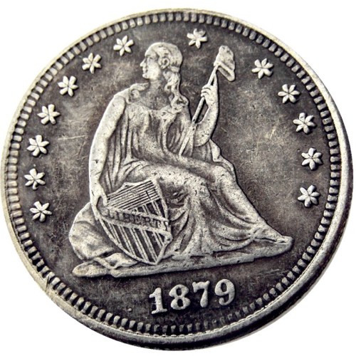 US 1879 SEATED LIBERTY QUARTER DOLLARS With Motto Silver Plated Coins COPY