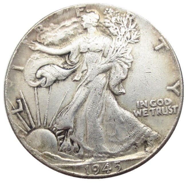 US 1945D Walking Liberty Half Dollar Silver Plated Copy Coins