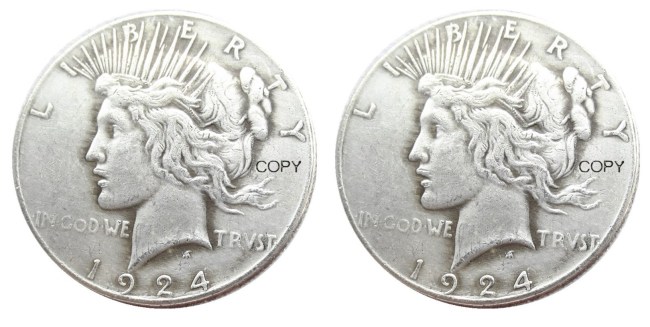 US 1924/1924 Peace Dollar Two Faces Silver Plated Copy Coin