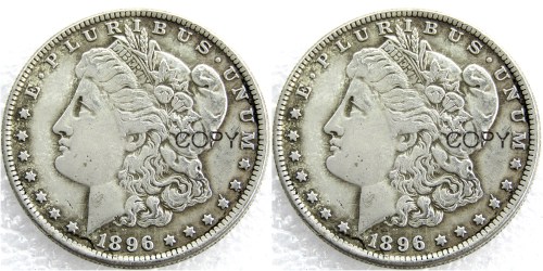 US 1896/1896 Morgan Dollar Two Faces Silver Plated Copy Coin