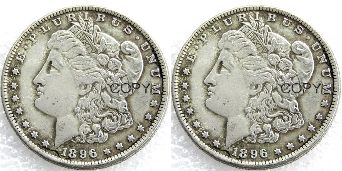 US 1896/1896 Morgan Dollar Two Faces Silver Plated Copy Coin