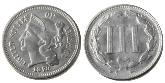 US 1879 Three Cents Nickel Copy Coin