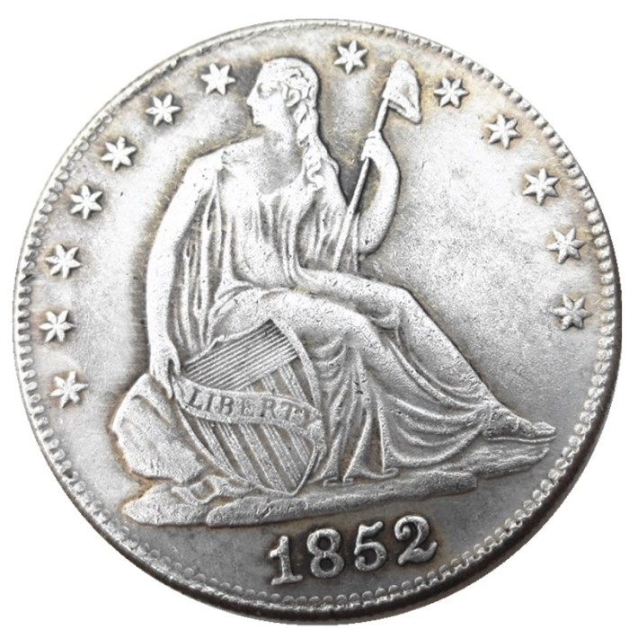 US 1852P/O Liberty Seated Half Dollar Silver Plated Copy Coins