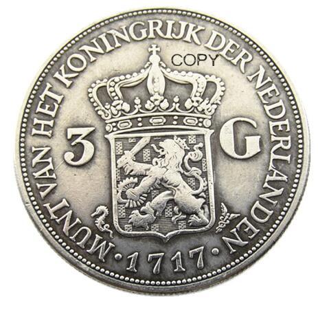 Netherlands,1717 3 Gulden Willem lll Silver Plated Copy Coin(38mm)