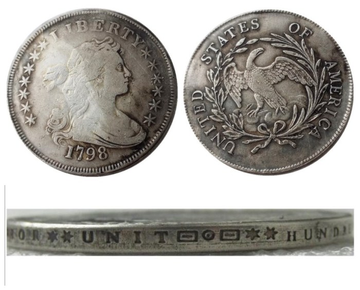 US 1798 Draped Bust Dollar Small Eagle Silver Plated Copy Coins