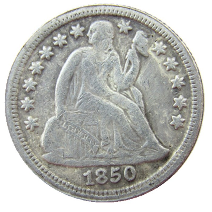 US 1850 P/S Liberty Seated Dime Silver Plated Copy Coin