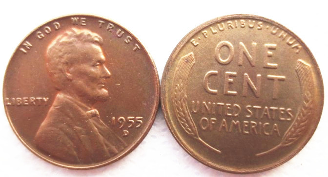 US 1955P-S-D Lincoln Penny Cent 100% Copper Copy Coin