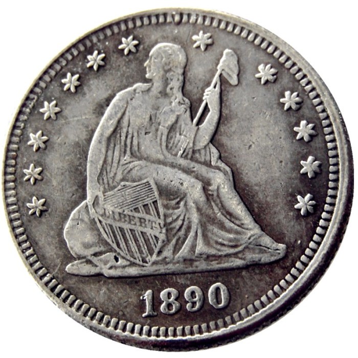 US 1890 SEATED LIBERTY QUARTER DOLLARS With Motto Silver Plated Coins COPY