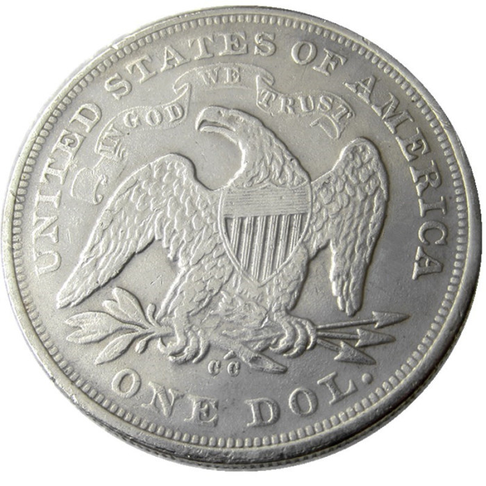 US 1870CC Seated Liberty Dollar Silver Plated Copy Coin