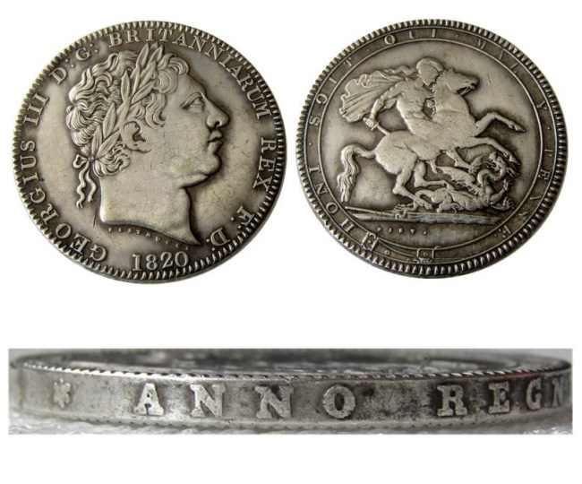 UF(21)Great Britain 1820 King George III Crown Silver Plated Copy Coin