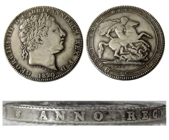 UF(21)Great Britain 1820 King George III Crown Silver Plated Copy Coin