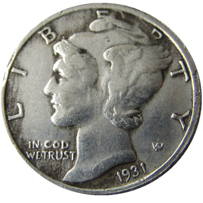 US 1931 P/S/D Mercury Dime Silver Plated Copy Coin