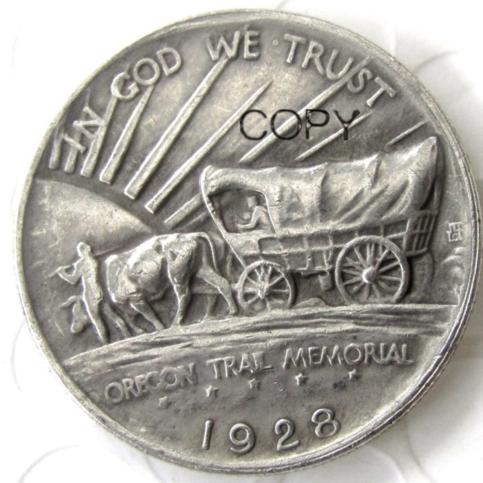 US 1928 Oregon Half Dollar Commemorative Silver Plated Copy Coin