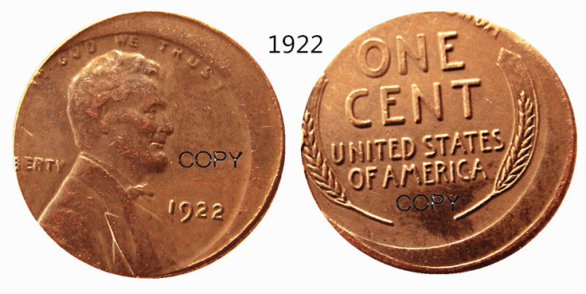 US Wheat Lincoln Cent 1922 Error with An Off Center Rare Copy Coins