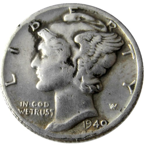 US 1940 P/S/D Mercury Dime Silver Plated Copy Coin