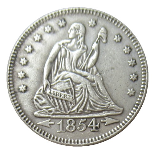US 1854 P/O SEATED LIBERTY QUARTER DOLLARS Silver Plated Coins COPY