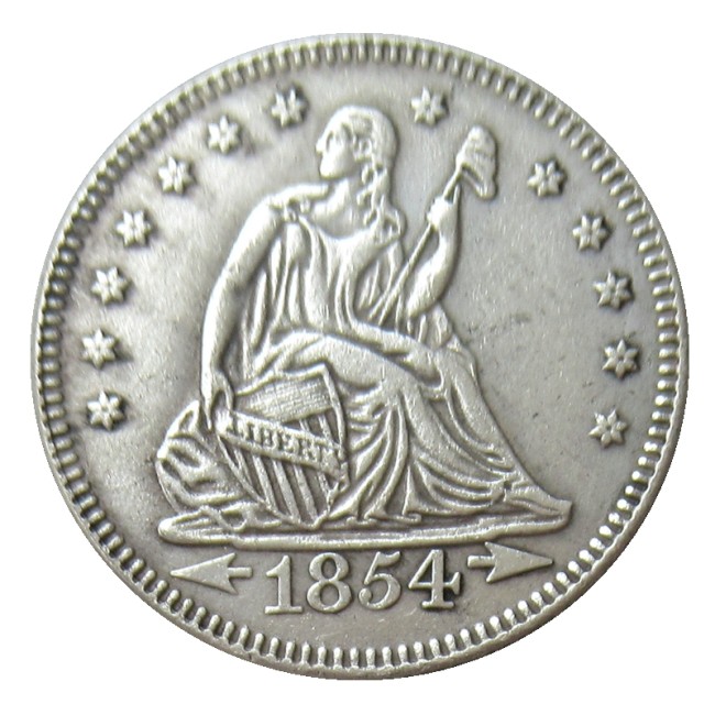 US 1854 P/O SEATED LIBERTY QUARTER DOLLARS Silver Plated Coins COPY