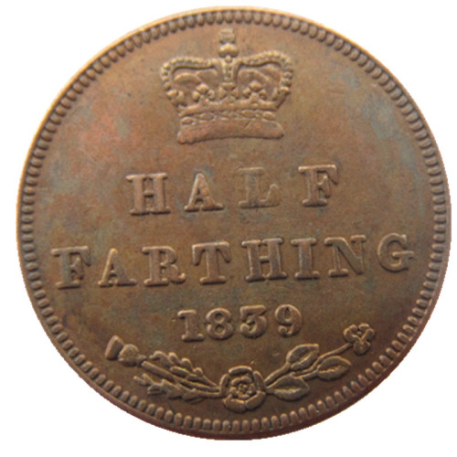 UK 1839 Great Britain / Ceylon Victoria Half Farthing copy coins