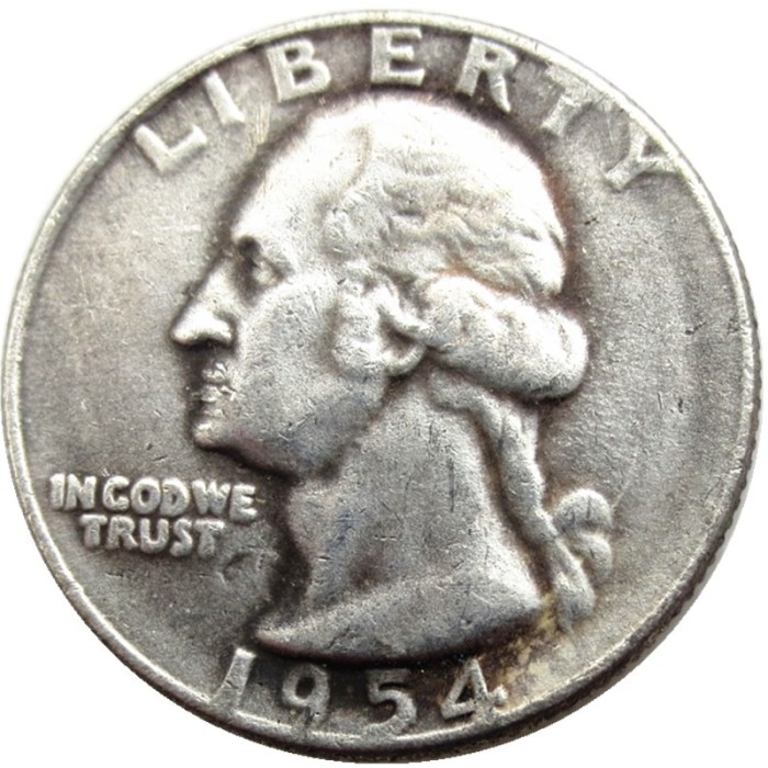 US Coins 1954D Washington Quarter Dollar Silver Plated Copy Coin