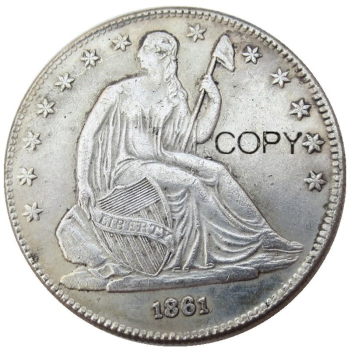 US 1861S Liberty Seated Half Dollar Silver Plated Copy Coins