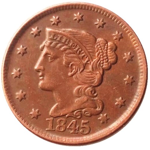 US Coins 1845 Braided Hair Large Cents 100% Copper Coins