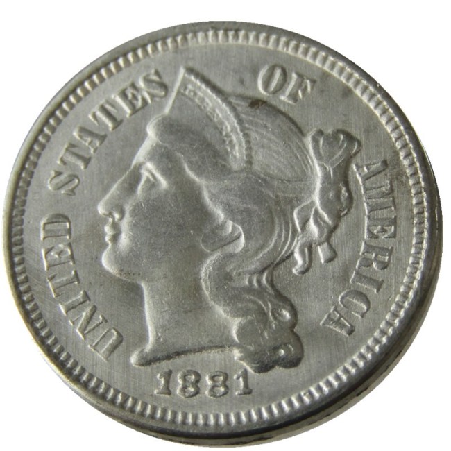 US 1881 Three Cents Nickel Copy Coin