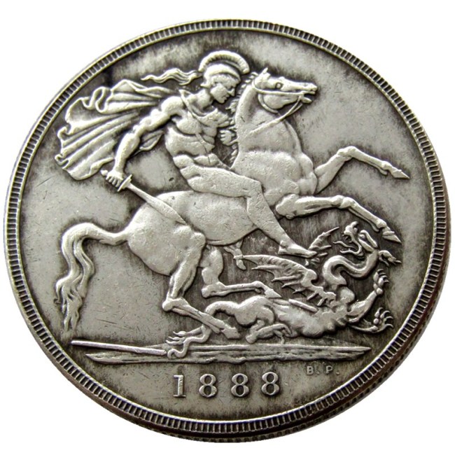 England UK 1888 One Crown Queen Victoria Silver Plated Copy Coin