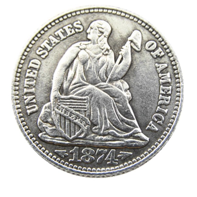 US 1874CC Liberty Seated Dime Silver Plated Copy Coin
