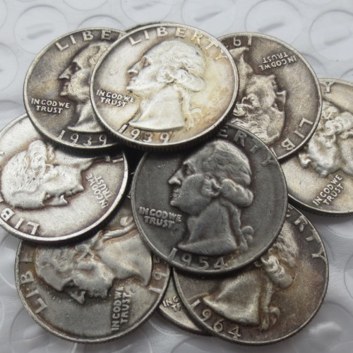 US Coins A Set Of(1932-1964)PSD 14PCS Washington Quarter Dollar Silver Plated Copy Coin