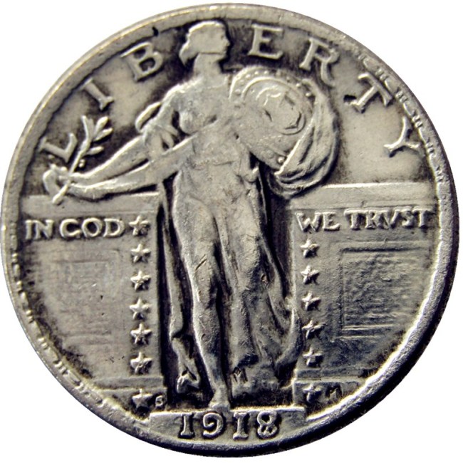 US 1918s Standing Liberty Quarter Dollar Silver Plated Copy Coin