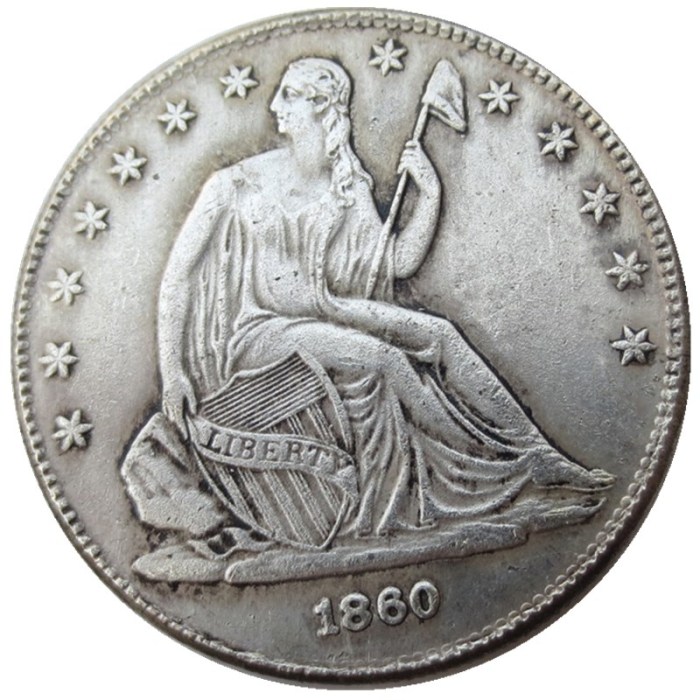 US 5pcs/lot 1855S-1865S Liberty Seated Half Dollar Silver Plated Copy Coins