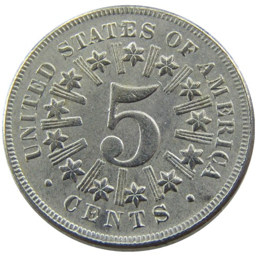 US 1867 Shield With Rays Five Cents Nickel Copy Coins