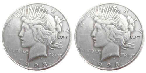 US 1928/1928 Peace Dollar Two Faces Silver Plated Copy Coin